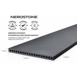 Nerostone porcelanska rubna plocica 100X33X2,5 crna